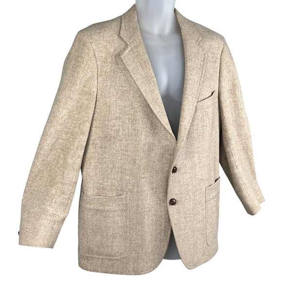 Peter England Men 46R Wool Blazer Suede Elbow Patches Button Detail Quiet Luxury - Picture 7 of 16